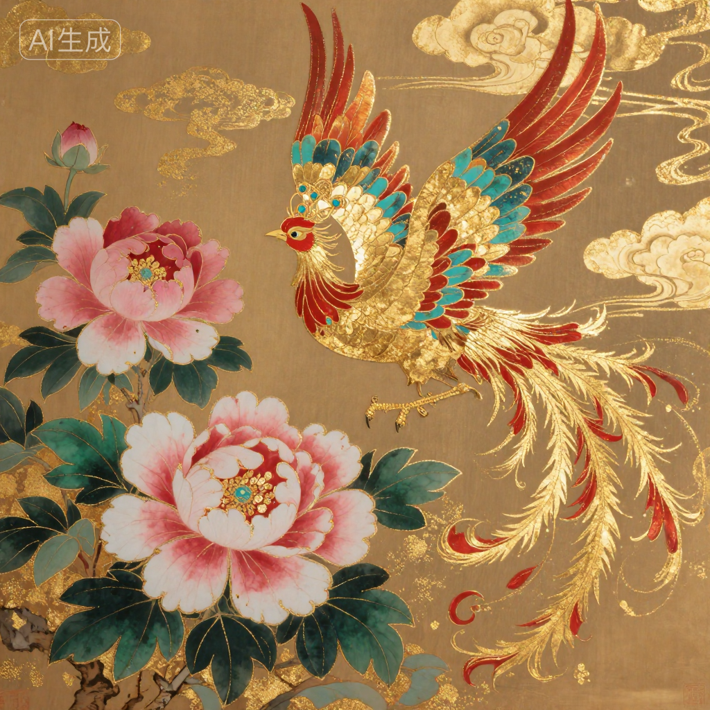 A Rong Rong A Rongrong – Gold Leaf and Mineral Pigment Gongbi Painting-LoRA ...