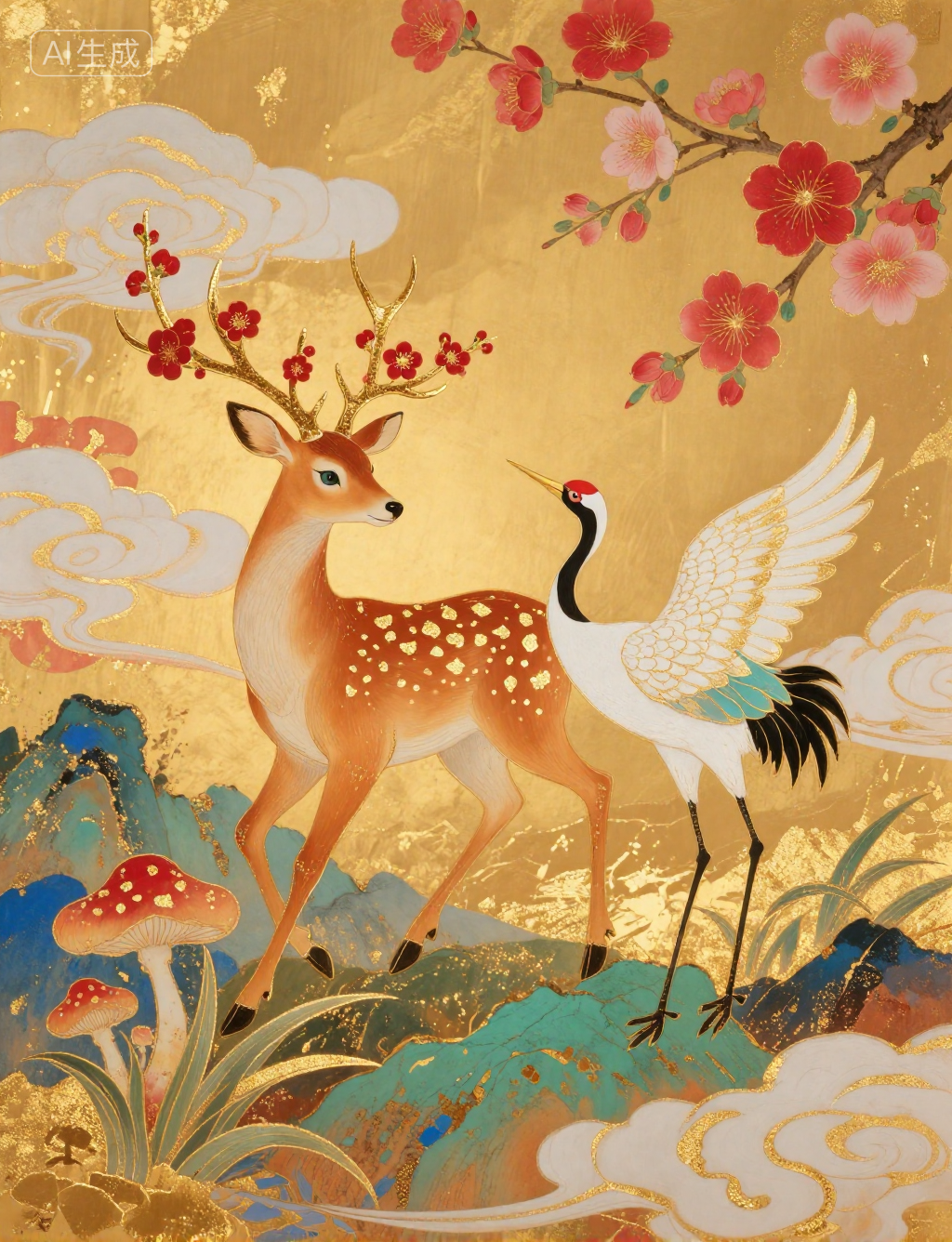 A Rong Rong A Rongrong – Gold Leaf and Mineral Pigment Gongbi Painting-LoRA ...